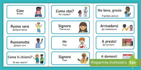 Flashcards Sui Saluti Italiano Ucraino Teacher Made