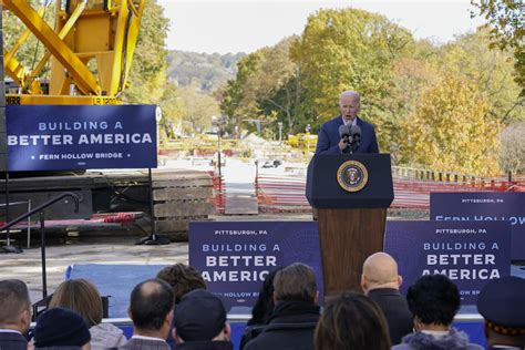 Joe Biden Touts Infrastructure Bill In Front Of Fern Hollow Bridge