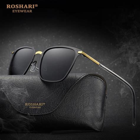 Roshari Original Brand Classic Square Polarized Sunglasses Men S