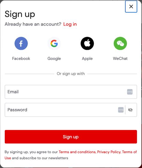 Website Sign up