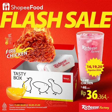 Promo Richeese Factory Shopeefood Flash Sale Combo 1 Fire Chicken