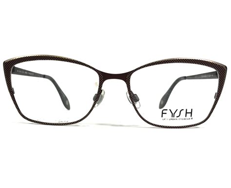 Fysh Eyeglasses Frames 3602 811 Brown Champagne Cat Eye Wire Rim 55 17 140 Ebay