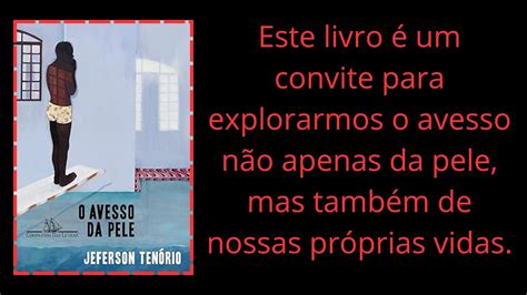 Livro O avesso da pele do autor Jeferson Tenório YouTube