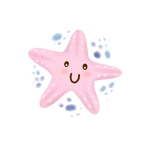 Free Pink Star Fish Watercolor Png With Transparent Background