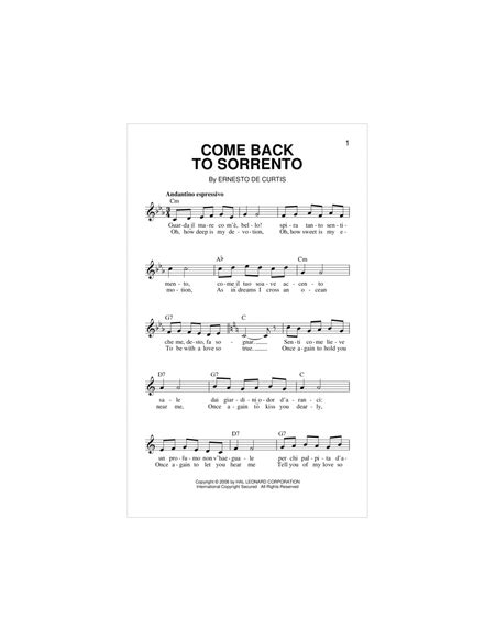 Come Back To Sorrento Piano Digital Sheet Music Sheet Music Plus