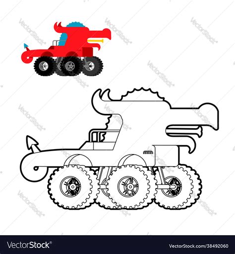 Monster truck dragon coloring book animal car Vector Image