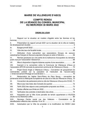 Calaméo 30 mars 2022 procès verbal du conseil municipal