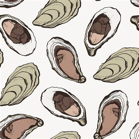 Premium Vector Seamless Background With Hand Drawn Oysters Food