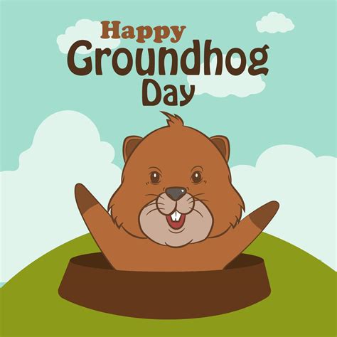 Happy Groundhog Day Vector Illustrations Of Cute And Funny Groundhogs