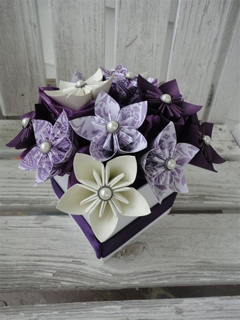 Origami Paper Flower Centerpiece Kusudama Purple 4500 Via Etsy Paper Flower