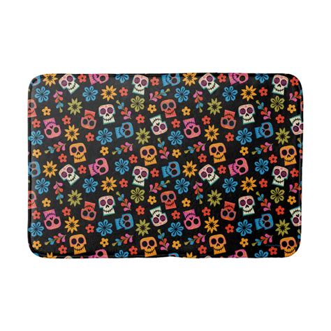 Disney Pixar Coco Sugar Skull And Floral Pattern Bathroom Mat Zazzle