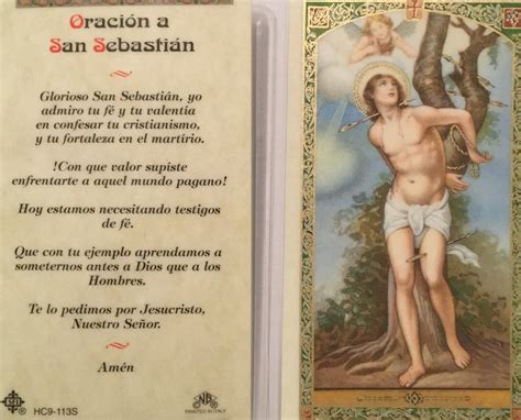 Prayer Card Oracion A San Sebastian Spanish Laminated Hc S Etsy