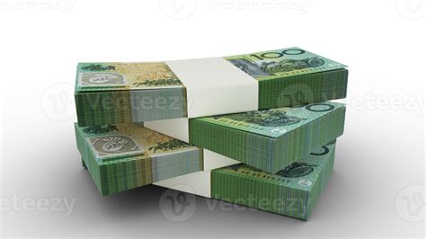 D Rendering Of Stack Of Australian Dollar Notes Few Bundles Of