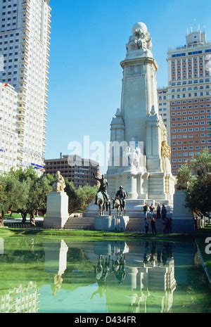 Monumento De Cervantes Cervantes Monument With A Sculpture Of Don