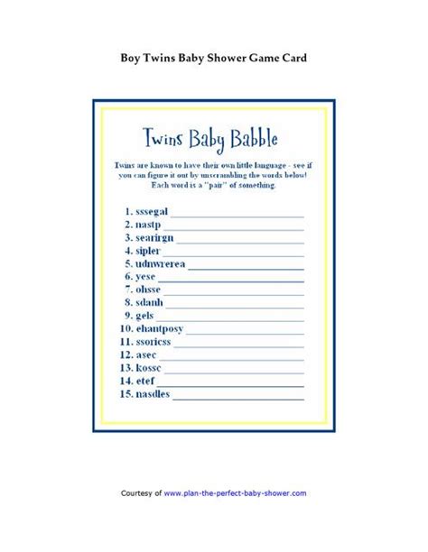 Twins Baby Babble Game Plan The Perfect Baby Shower Twins Baby