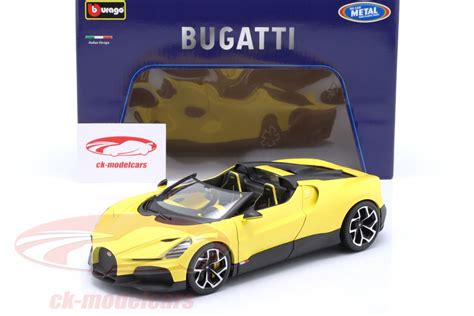 Bburago 118 Bugatti W16 Mistral Year 2023 Yellow 18 11051 Model Car 18