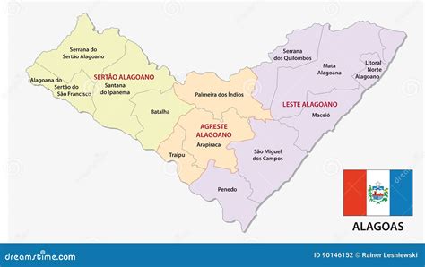 Alagoas Administrativ And Political Map With Flag Coloso