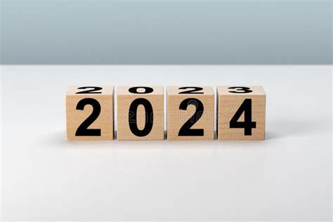 Nieuw Jaar 2024 Houten Blokken 2024 Op Neutrale Grijze Achtergrond