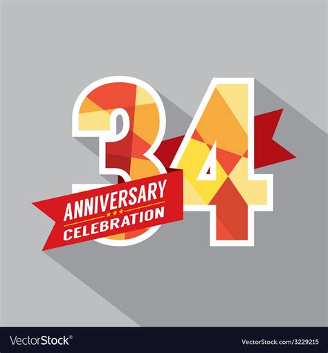 34th Years Anniversary Celebration Design Vector Image