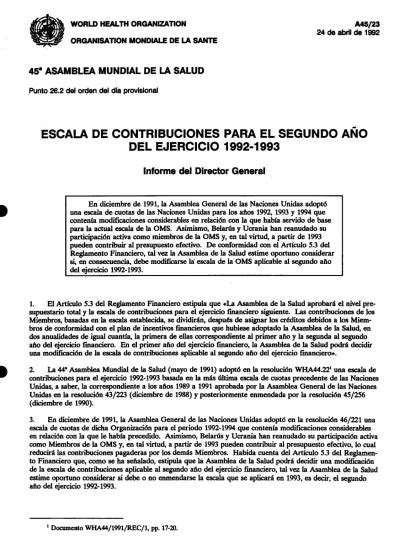 Escala De Contribuciones Para El Segundo A O Del Ejercicio