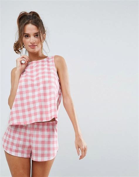 Asos Gingham Tank And Short Pajama Set Multi Pjs In 2019 Pajama