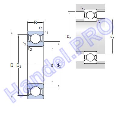 Подшипник SKF 6306-2RZ (30x72x19) - характеристики, описание, цены ...