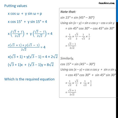 Example 11 Line Perpendicular Distance From Origin Is 4 Units Exam