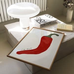 Chilli Print Kitchen I M Hot Wall Art Print Trendy Retro Spice Print Kitchen Chili Pepper Art