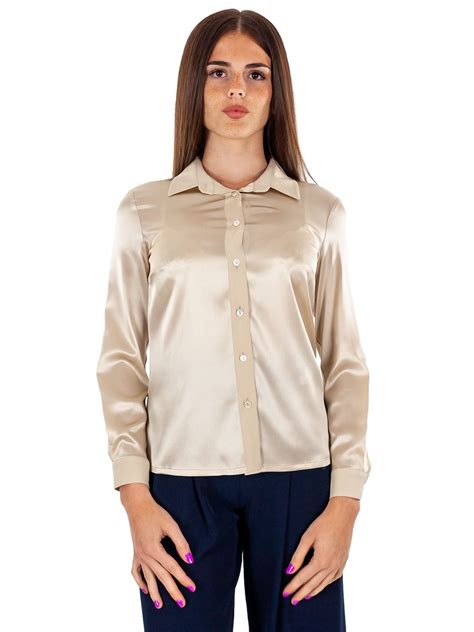 Camicia Donna Elegante Di Seta Maniche Lunghe