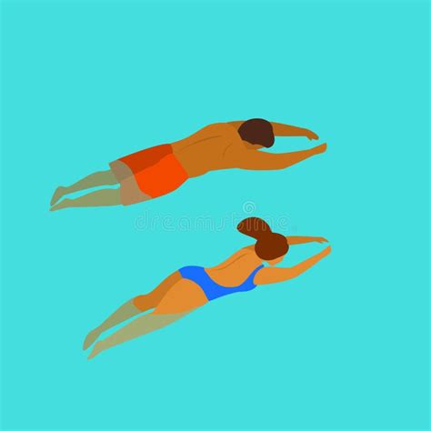 Swimming Diving Sketch Vector Silhouette Stock Vector Illustration Of