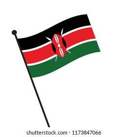 Flag Kenya Kenya Flag Waving Isolated Stock Vector Royalty Free