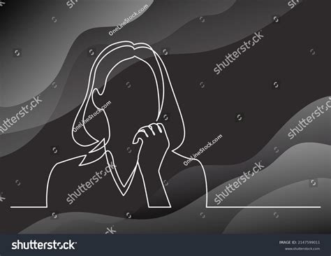 Continuous Line Drawing Woman Thinking About Stock Vector Royalty Free 2147599011 Shutterstock