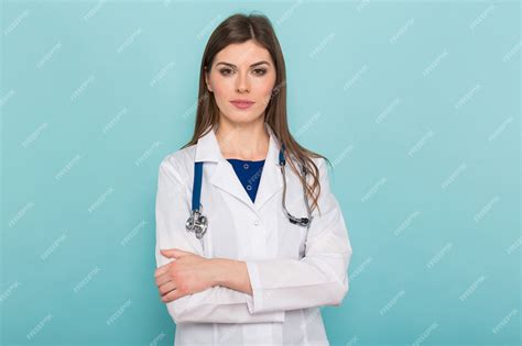 Premium Photo Attractive Female Doctor In White Coat