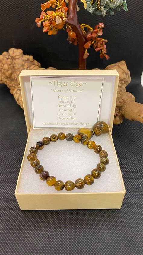 Golden Tiger S Eye Bead Bracelet 8 Mm Round Crystals Healing Crystal