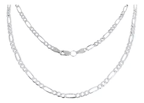 Cadena De Plata 925 Diamantada Hombre Fígaro 55 Cm X 4 Mm Envío gratis