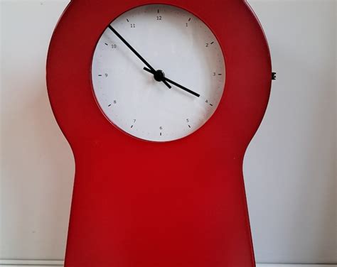 Vintage Ikea Ps Red Metal Clock With Storage Design By Thomas Eriksson