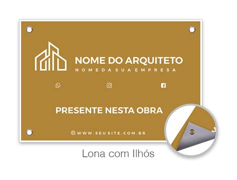 Placa De Obra Arquiteto Em Lona