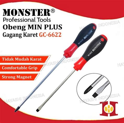 Jual Obeng Plus Kembang Bolak Balik Screwdriver Magnet Gagang Karet