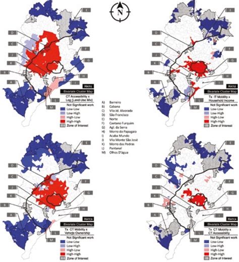 Bivariate Lisa Maps For Urban Attributes Correlated To Accessibility