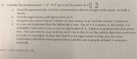 Solved Consider The Transformation T R 2 Rightarrow R 2