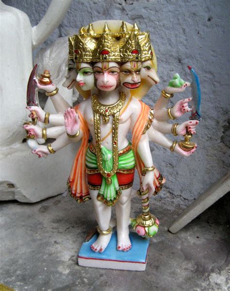 Pure White Panchmukhi Hanuman Ji Murti Statue Home Size Inches