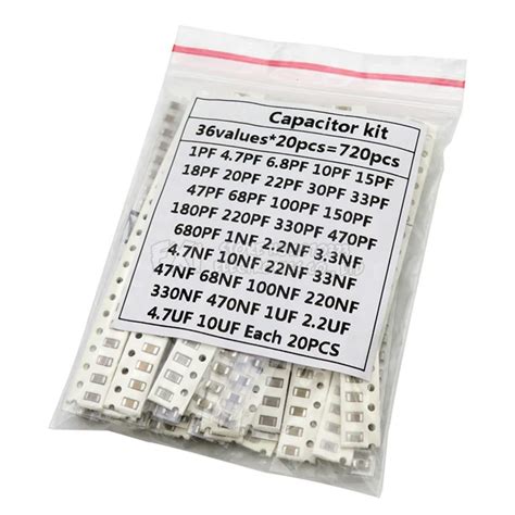 0805 SMD Ceramic Capacitors Kit 1pF To 10uF 36 Values 20pcs 720pcs