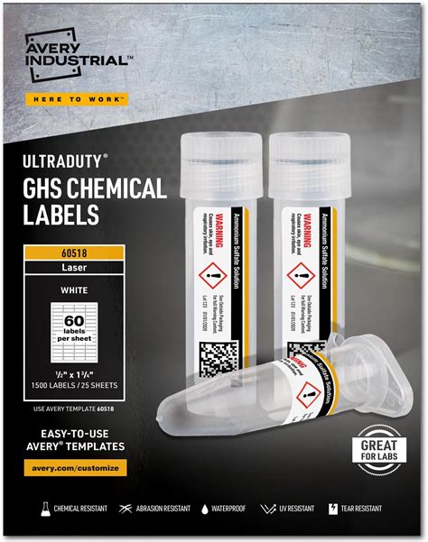 Amazon Avery Ultraduty Ghs Chemical Labels For Laser Printers