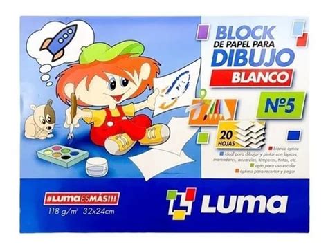 Block De Papel Para Dibujo N Oficio Blanco Hojas Luma