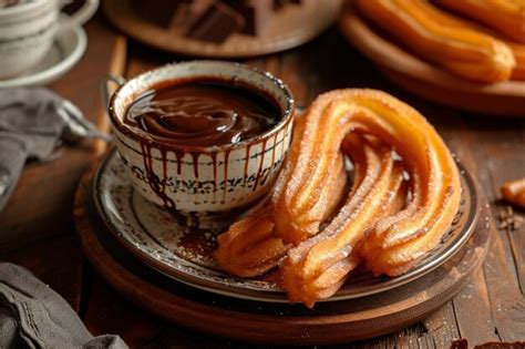 Premium Photo Tasty Churros With Chocolate Sauce