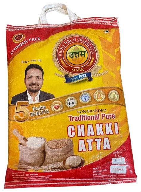 Indian Wheat Kg Uttam Chakki Atta Packaging Type Plastic Sack Bag