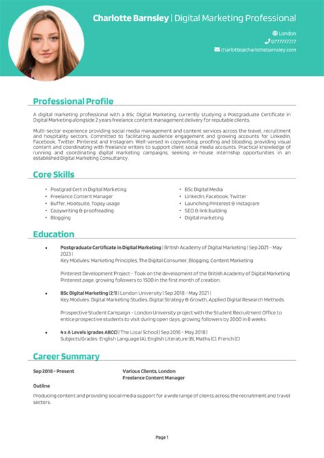 Intern Cv Resume Intern Make