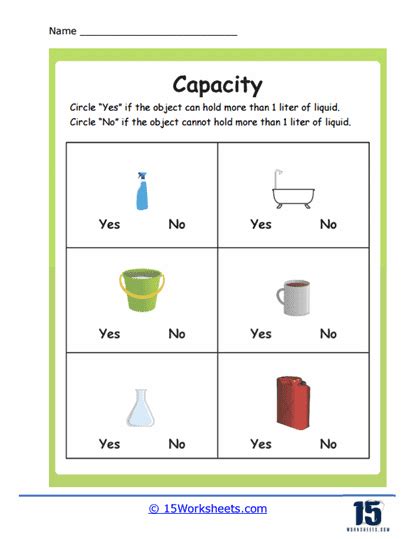 Capacity Worksheets 15