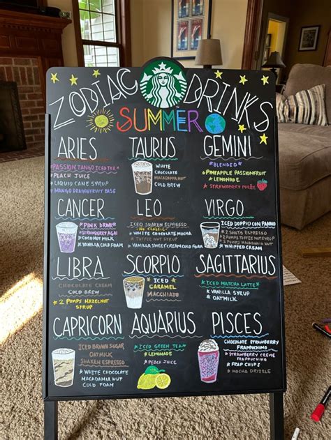 Zodiac Drinks Chalk Sign In Starbucks Recipes Starbucks Drinks