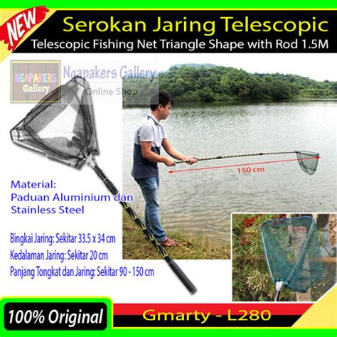 Jual Serokan Jaring Ikan Model Antena Telescopic Fishing Net Pole